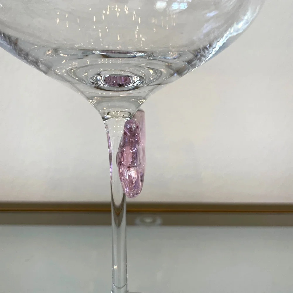 NEW Godinger Pink Butterfly Wine Glass Chic Barware